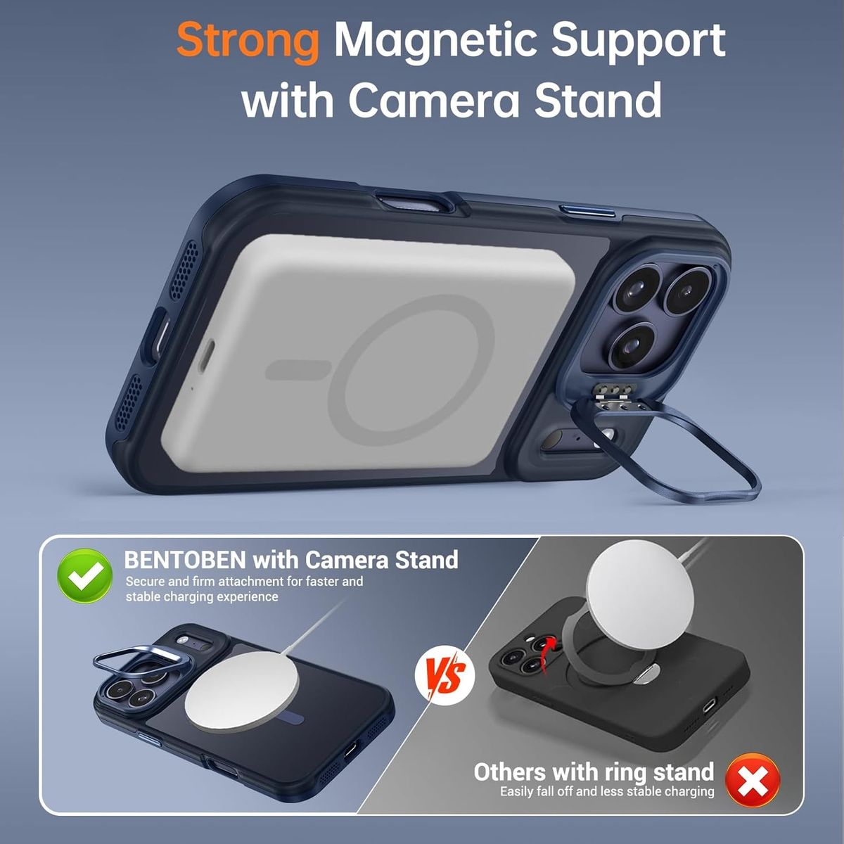 GENERICO - Case  Magnético con Soporte de Cámara iPhone 17 Pro - azul