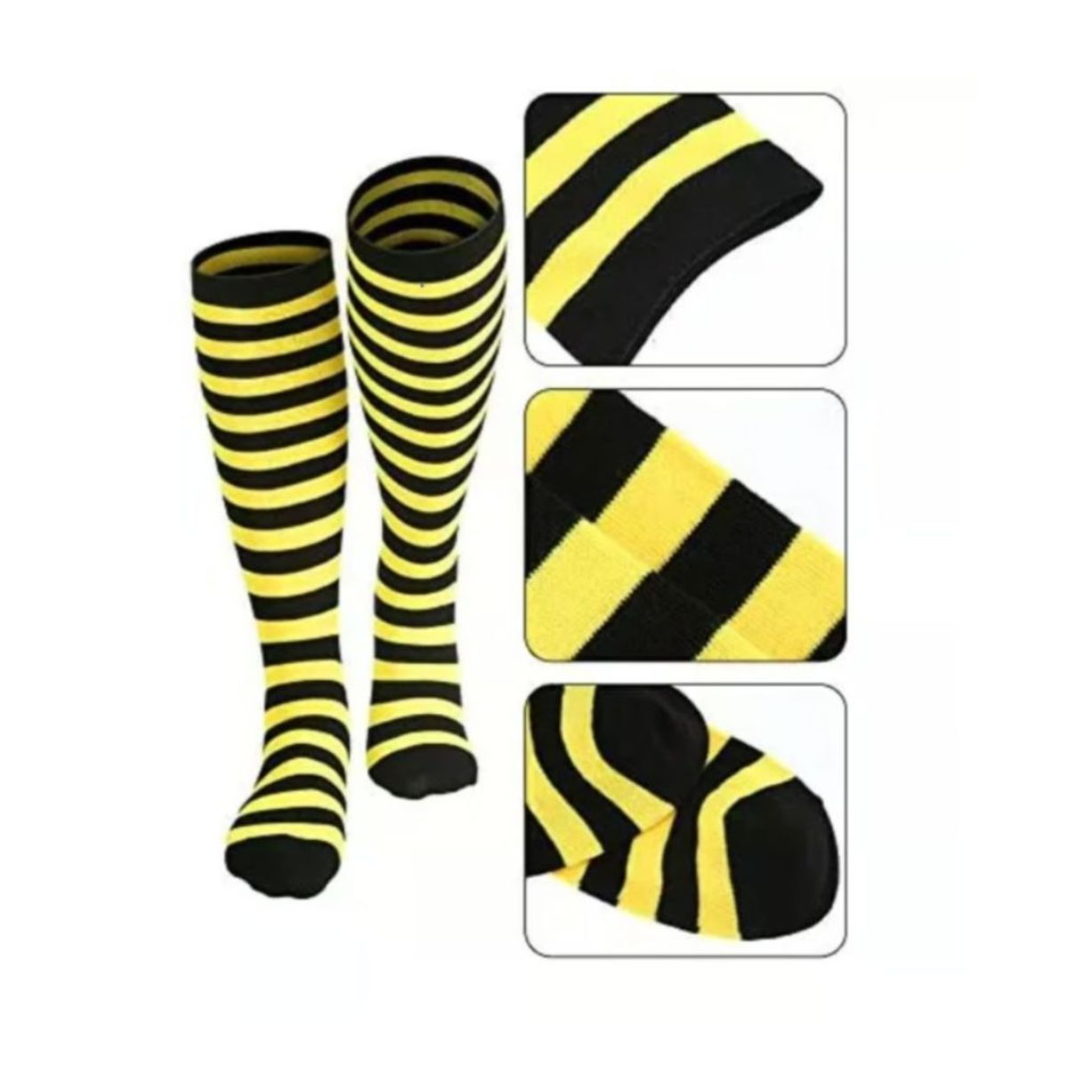 GENERICO - Medias Largas Diseño Rayas Amarillas y Negro Abeja