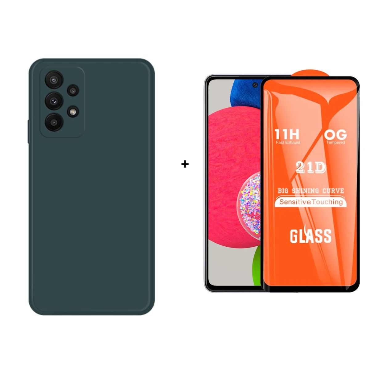 SPACE - CASE SILICONA PARA SAMSUNG A52 VERDE + MICA
