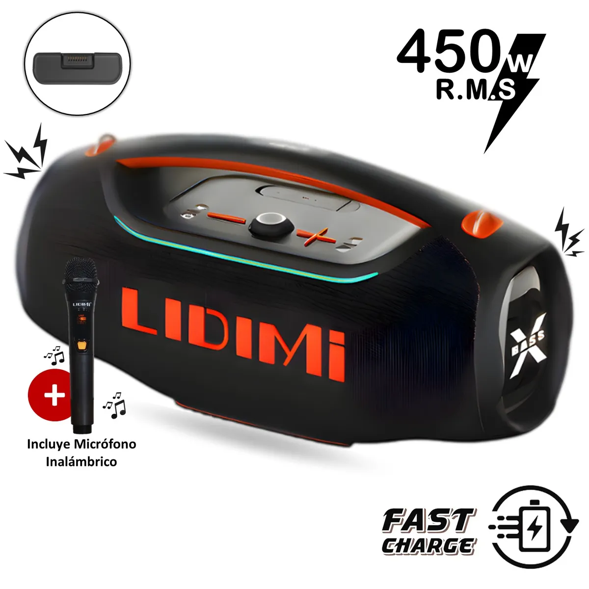 LIDIMI - Parlante Bluetooth Lidimi Super 450W D-S679 Batería Extraíble USB AUX TF