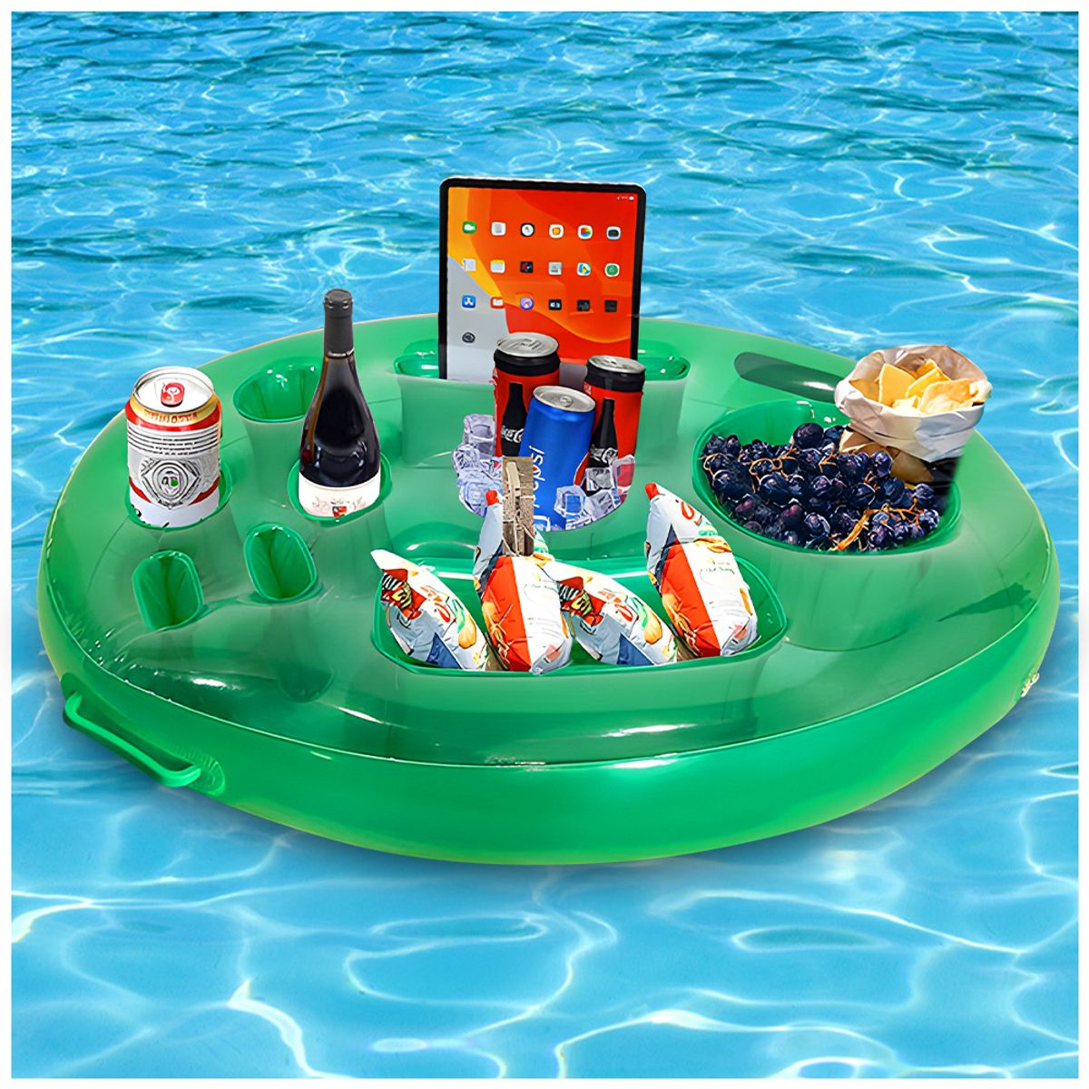 Flotadores para Bebidas En La Piscina, Soporte para Bebidas En La Piscina con 5 Orificios, Natación Al Aire Libre, Playa, Fiesta En La Piscina Soporte para Bebidas para Cerveza, Té con Leche
