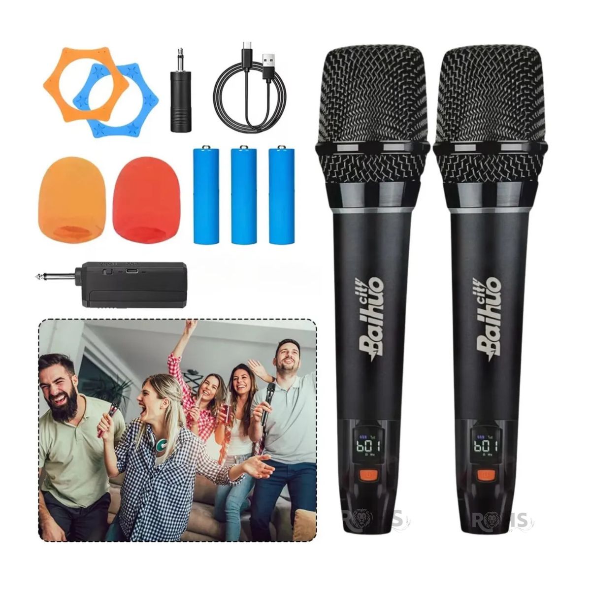 OEM - Micrófonos inalámbricos UHF profesionales Baihuo MY-7240 con DSP antruido, alcance 50 m