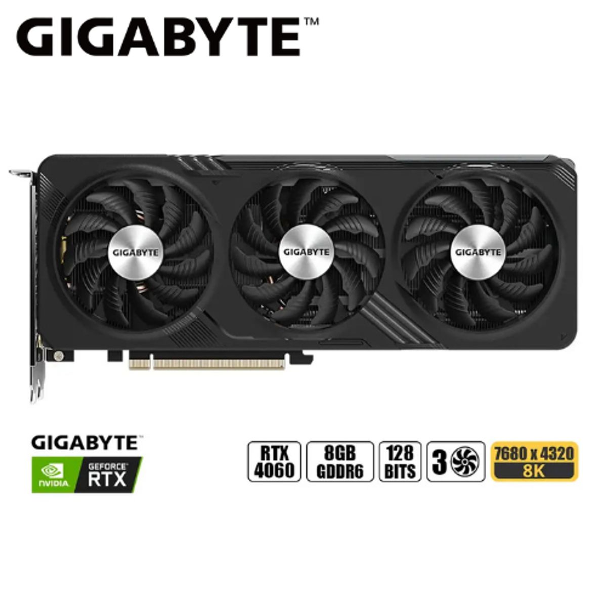 GIGABYTE - Tarjeta Gráfica NVIDIA GeForce RTX 4060 8GB GDDR6 Gigabyte