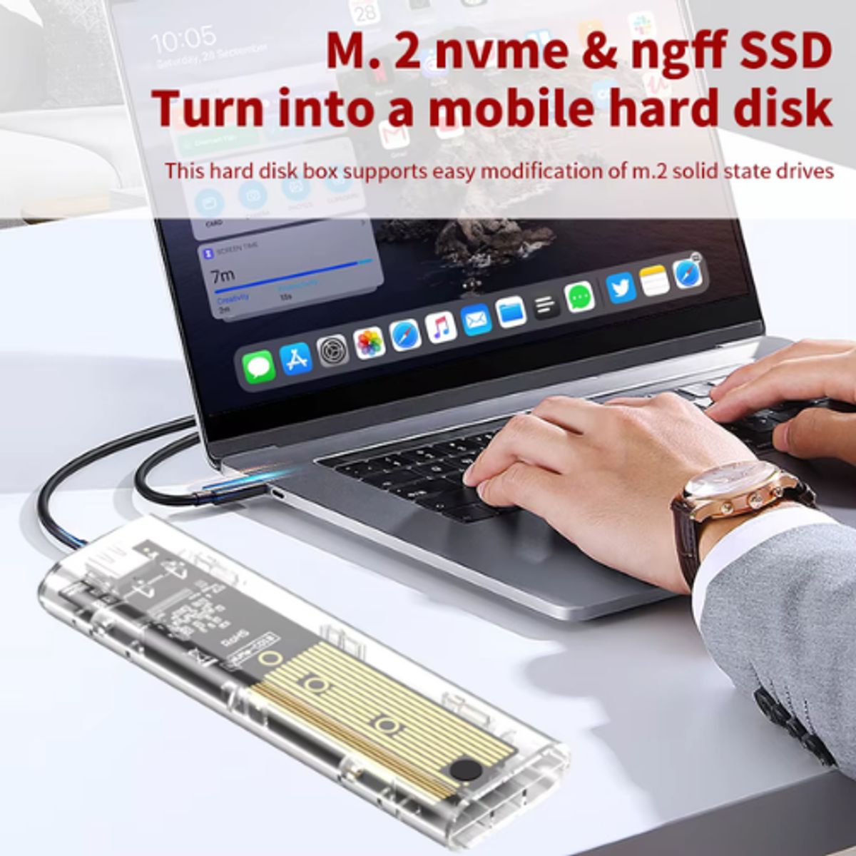 GENERICO - Case Para Disco SSD M.2 Nvme Ngff Gen 2 Tipo C 3.1 a USB 3.0
