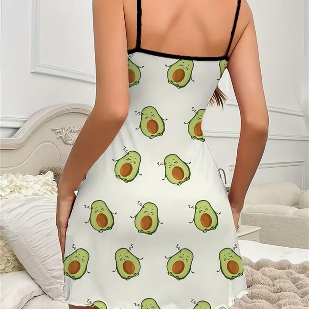 GENERICO - Vestido Camisola para Mujer con Estampado de Aguacate en Estilo Cartoon