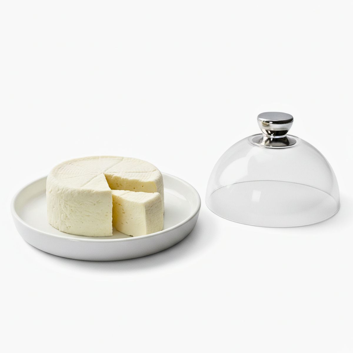 GENERICO - Quesera de Cerámica con Tapa Acrílica Resistente de 18cm Porta Queso - Plato para Quesos Piqueos