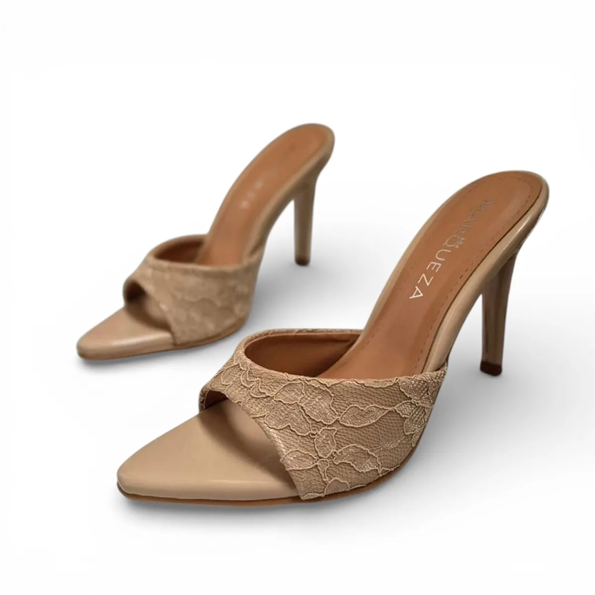 GENERICO - Stilettos Mujer Taco 9 Encaje 1062L-69 Color Beige
