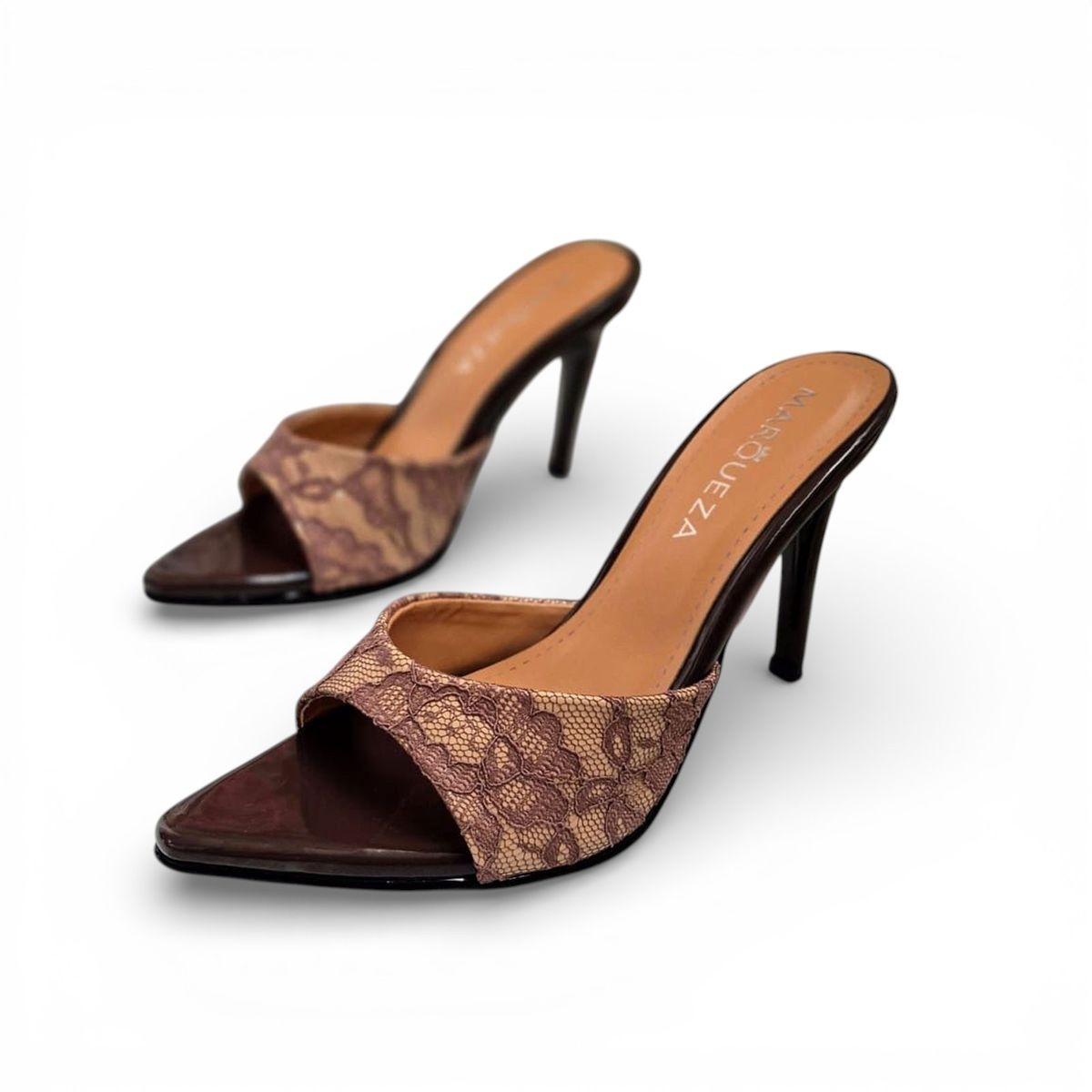 GENERICO - Stilettos Mujer Taco 9 Encaje 1062L-69 Color Guinda