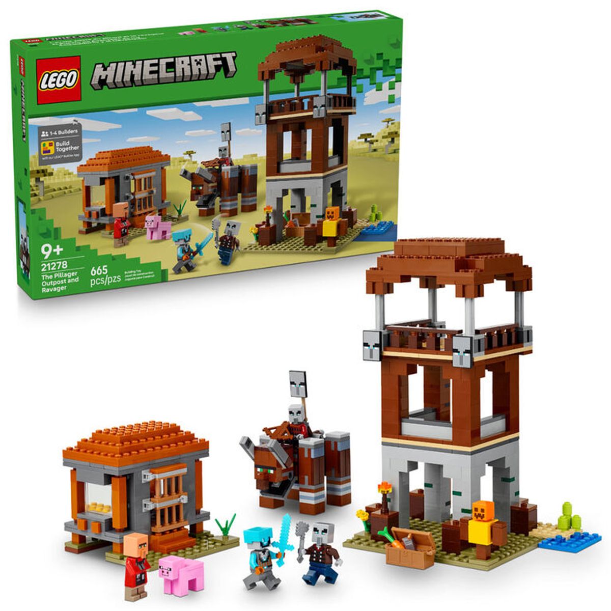LEGO - LEGO Minecraft 21278 El Puesto de Avanzada de los Saqueadores (665 piezas)