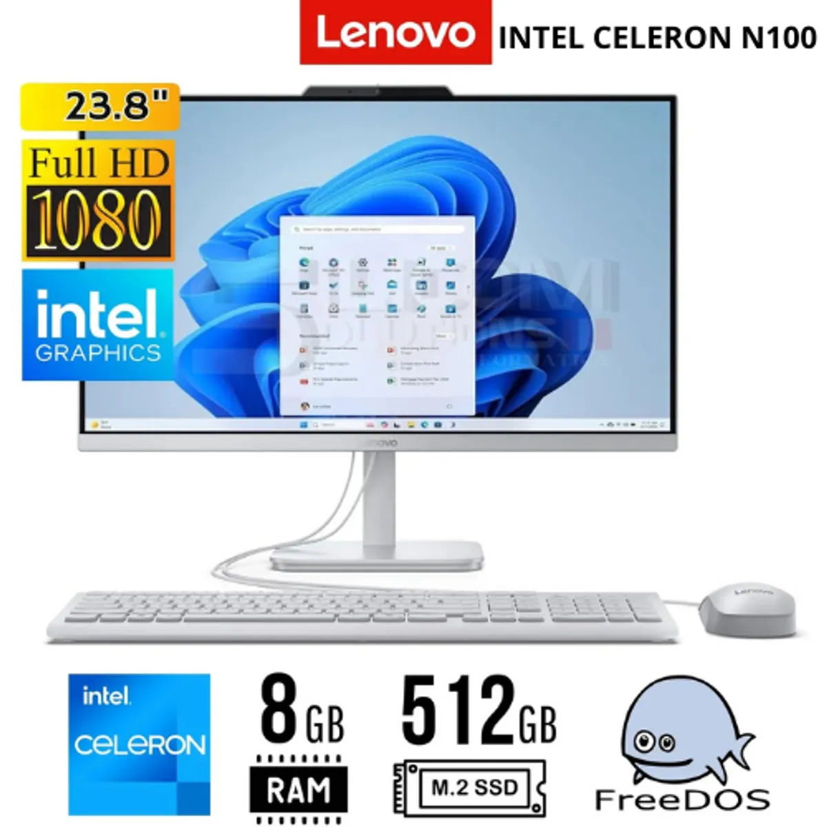LENOVO - All-in-One Lenovo A100 238 FHD IPS Intel N100 8GB RAM 512GB SSD