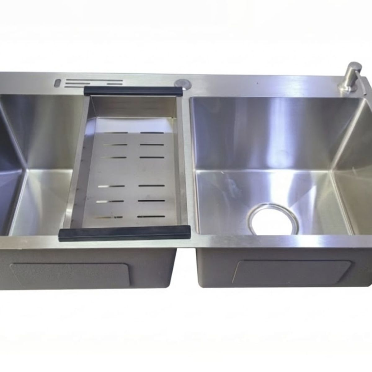 LAVADERO DOBLE POZA ACERO SATINADO CON ESCURRIDOR Y DISPENSADOR, marca GENERICO - Foto Principal