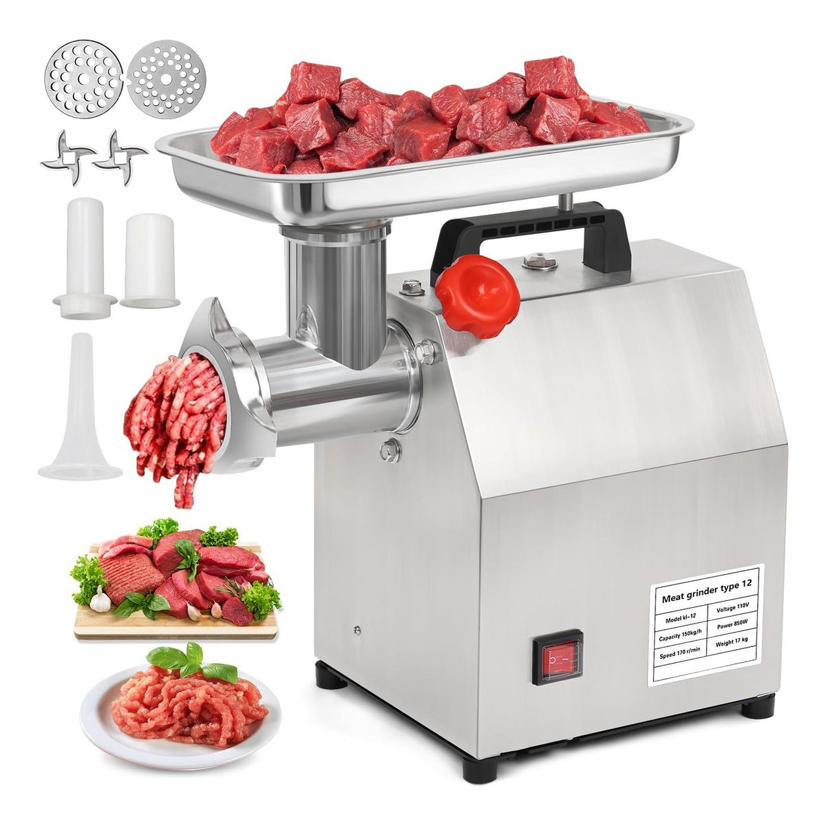 U BUY - Picadora De Carne Eléctrica Acero Inoxidable  150kgh