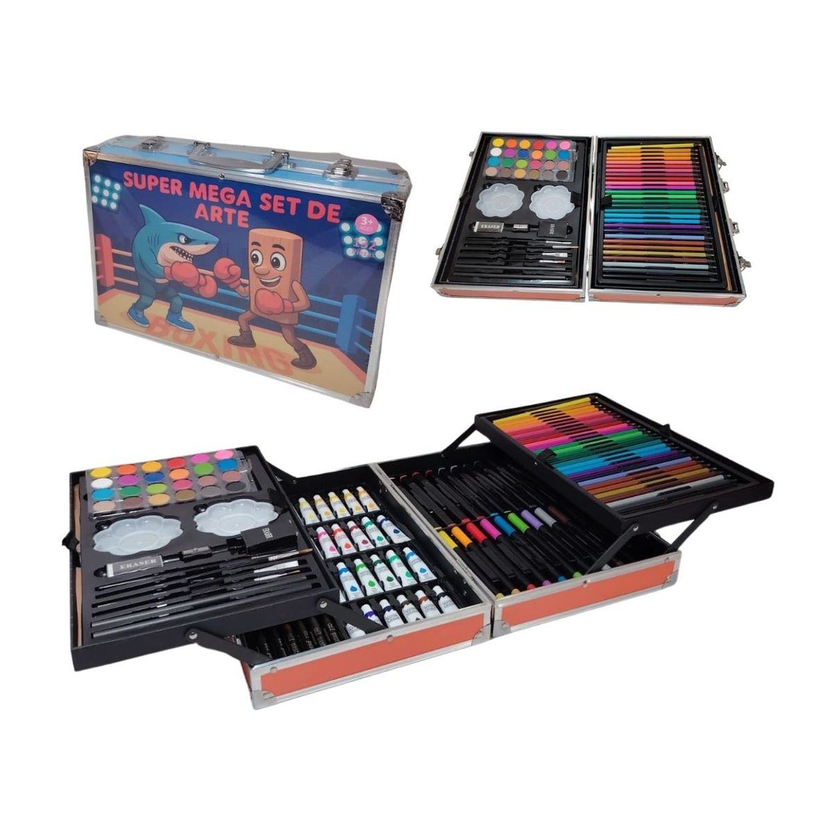 GENERICO - Kit de Dibujo y Pintura Infantil Tralalero - Juguete Didáctico Maletín de 132 Pzs