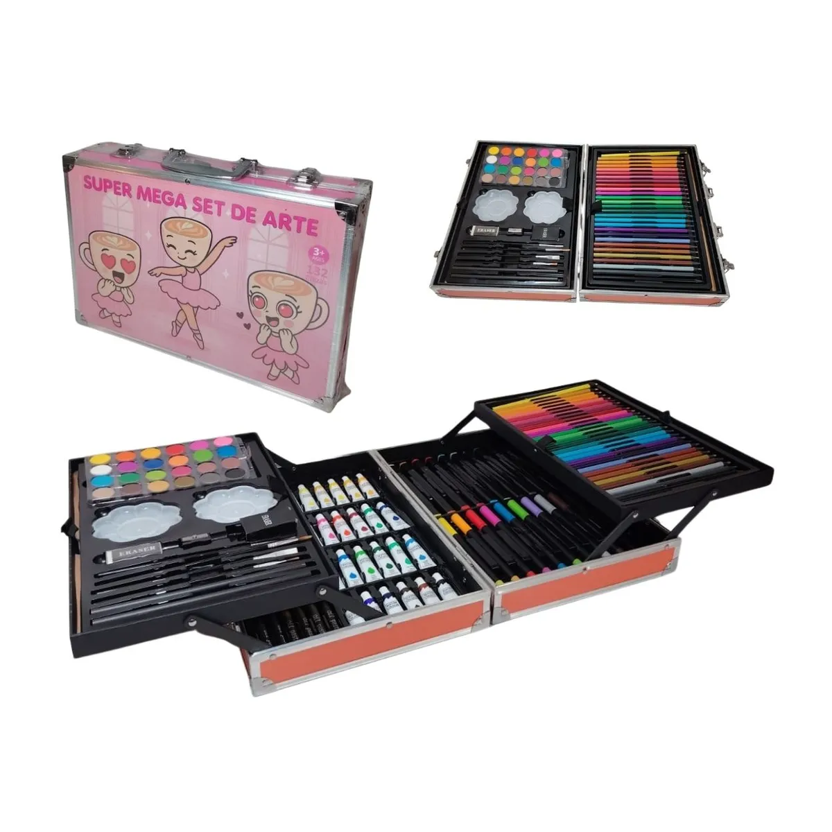 GENERICO - Set de Arte Profesional Maletín Metálico Tralalero 132 Piezas para Niña
