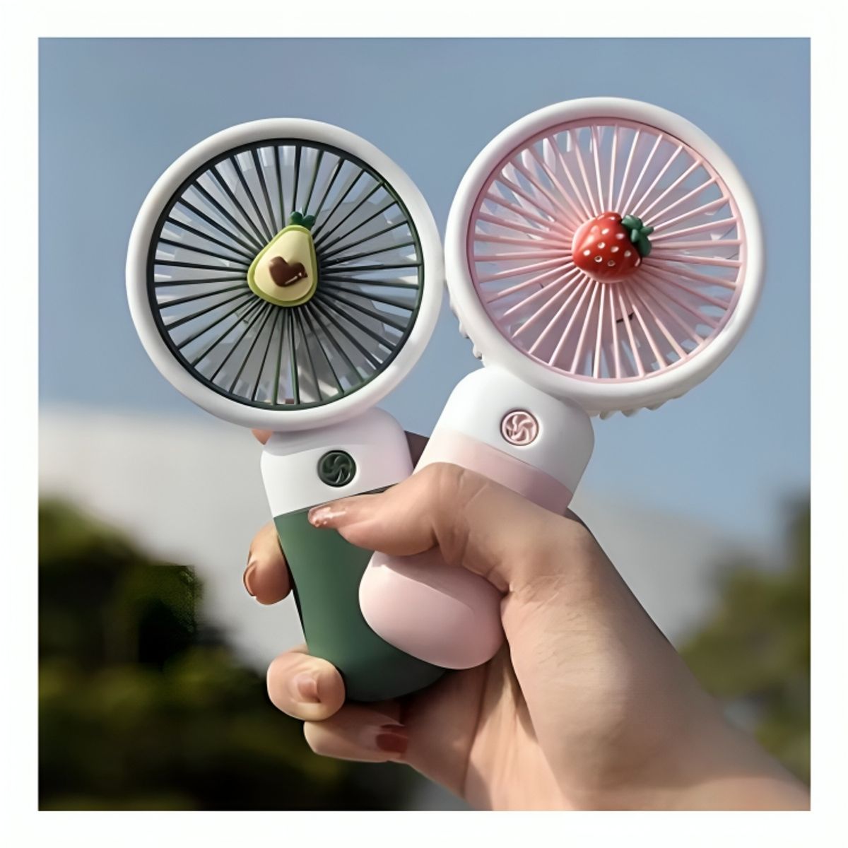 GENERICO - Mini Ventilador De Mano Diseño Frutas Portátil Recargable con Base Doble Uso