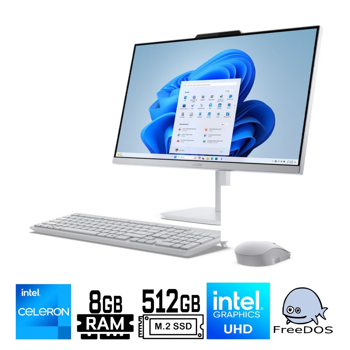 LENOVO - All in One Lenovo A100 Intel Celeron N100 Ram 8Gb SSD 512Gb 23.8 FHD FreeDos