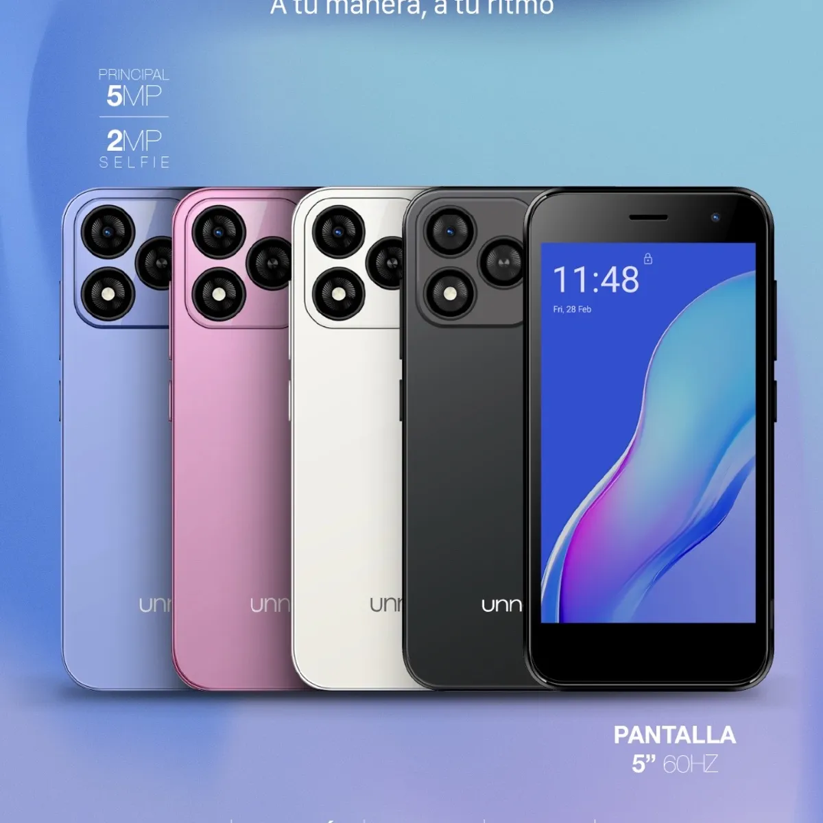 UNNECTO - Smartphone Bolt One 4GB de RAM 2GB + 2GB 32GB ROM Color Verde Android 14 Cargador Tipo C