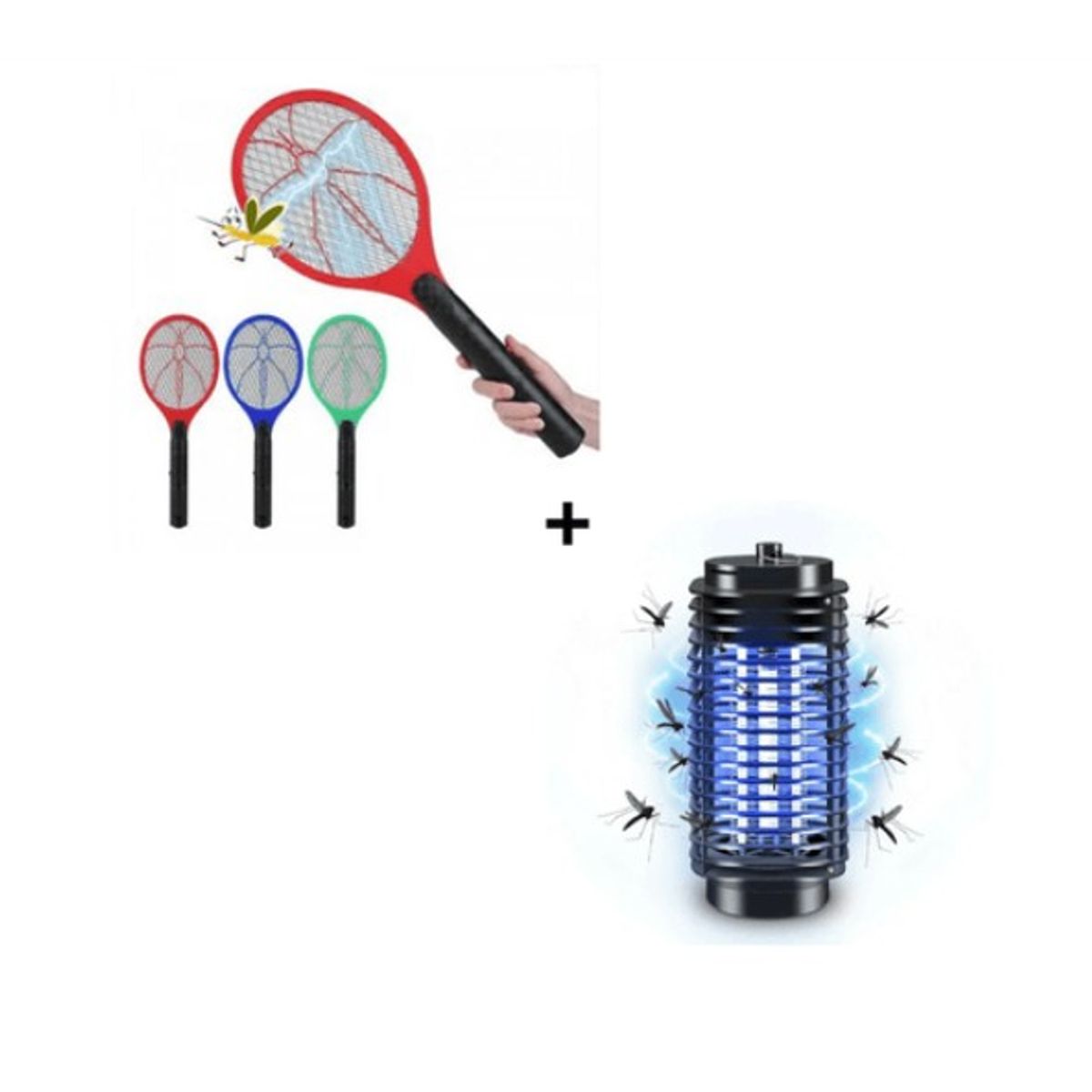 GENERICO - Combo Raqueta Eléctrica Mata MoscaZancudo + Lampara Mata Insectos Eléctrico
