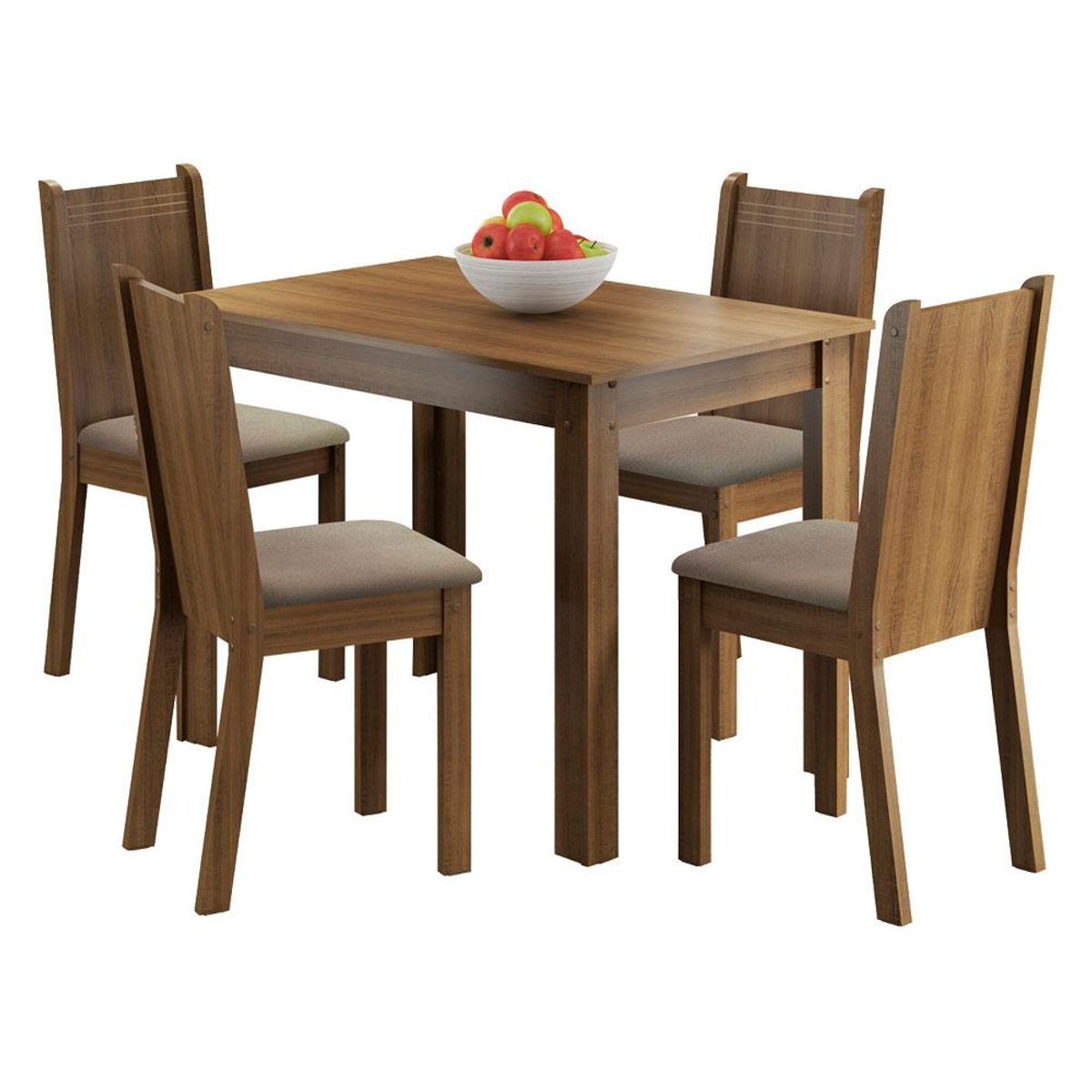 Juego de Comedor Madesa Rute con 4 Sillas MarrónBeige, marca MADESA - Foto Principal