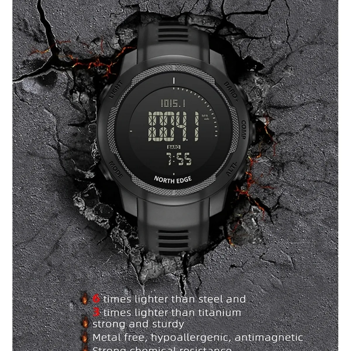 NORTH EDGE - RELOJ NORTH EDGE VERTICO-TRIPLE SENSOR-FIBRA DE CARBONO