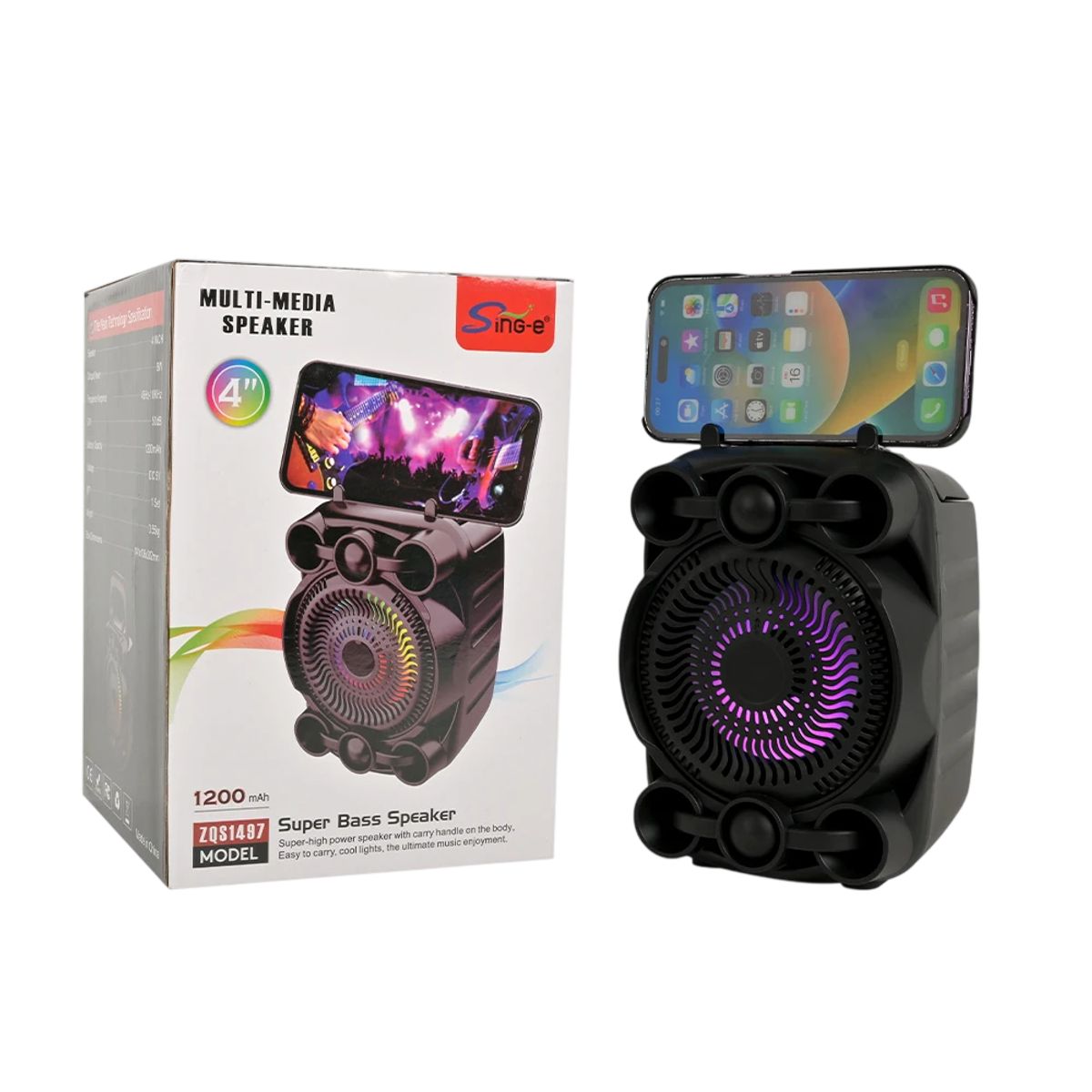GENERICO - Parlante Sing-e ZQS1497 con soporte de teléfono y Luces LED