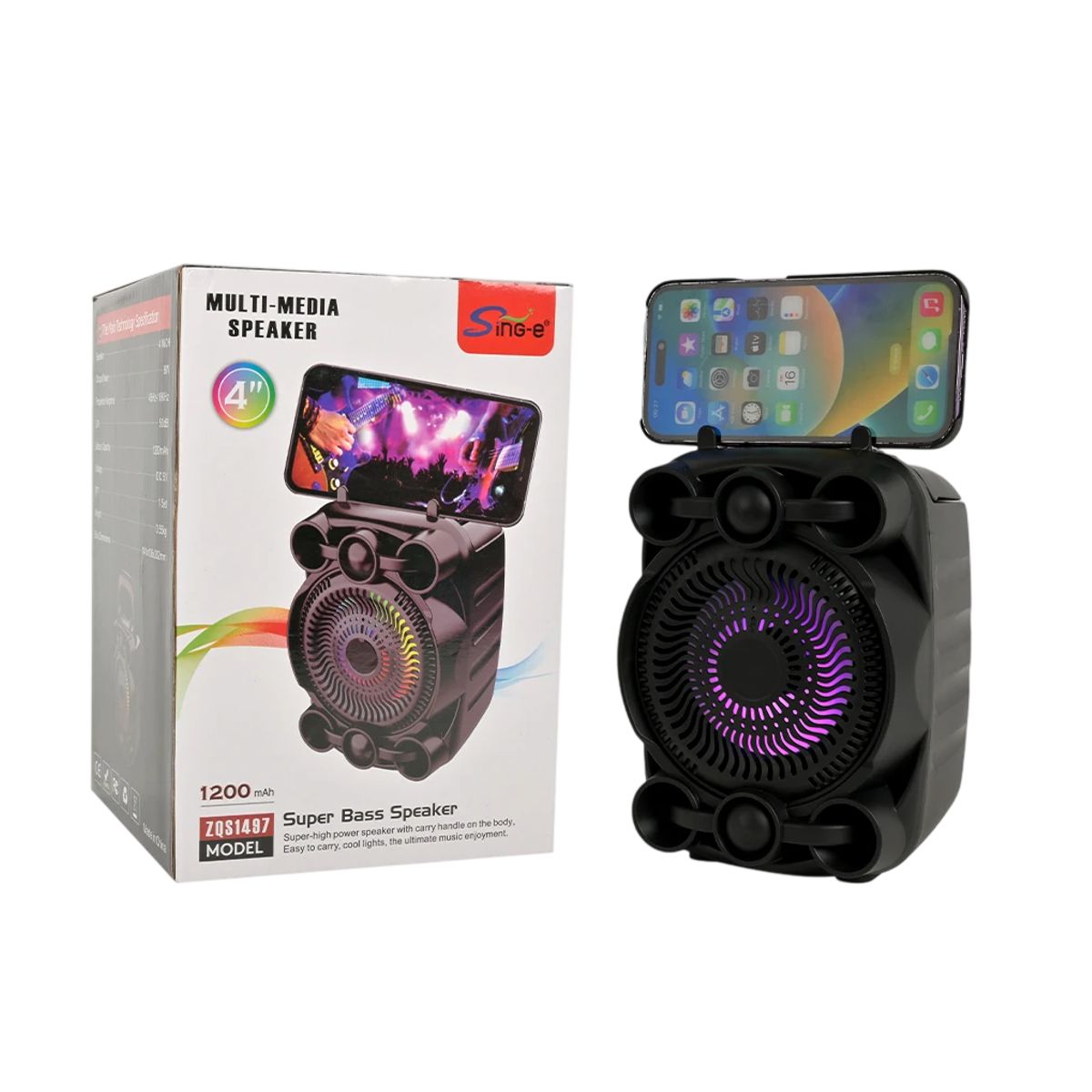 GENERICO - Parlante Sing-e ZQS1497 con soporte de teléfono y Luces LED