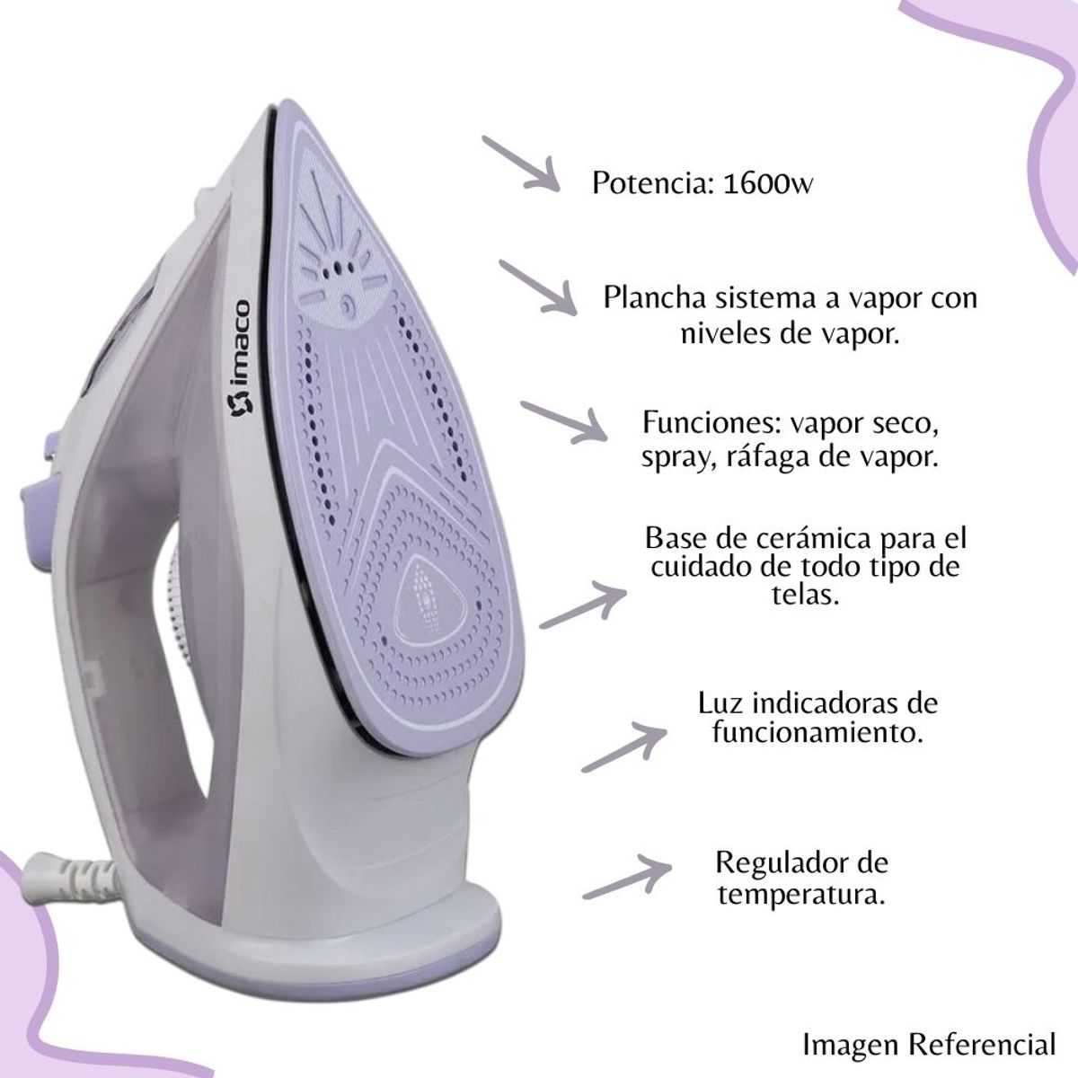 IMACO - Plancha a Vapor Imaco de 1600W - ETA1615M