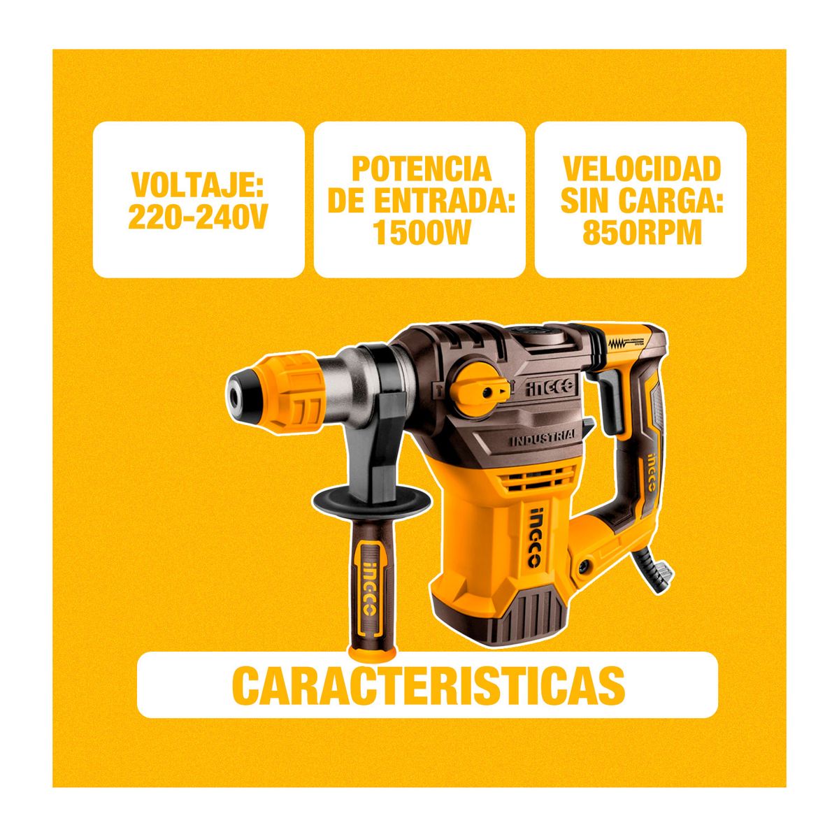 INGCO TOOLS - Pack 2 Rotomartillos 1500w Ingco + 2 Maletines De Trasporte + Accesorios