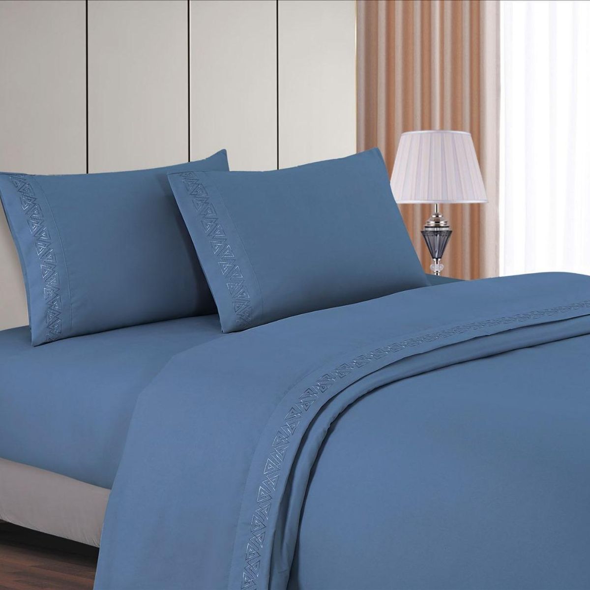 CASATEX - Juego de Sábanas 2 plazas 100% algodón con bordado