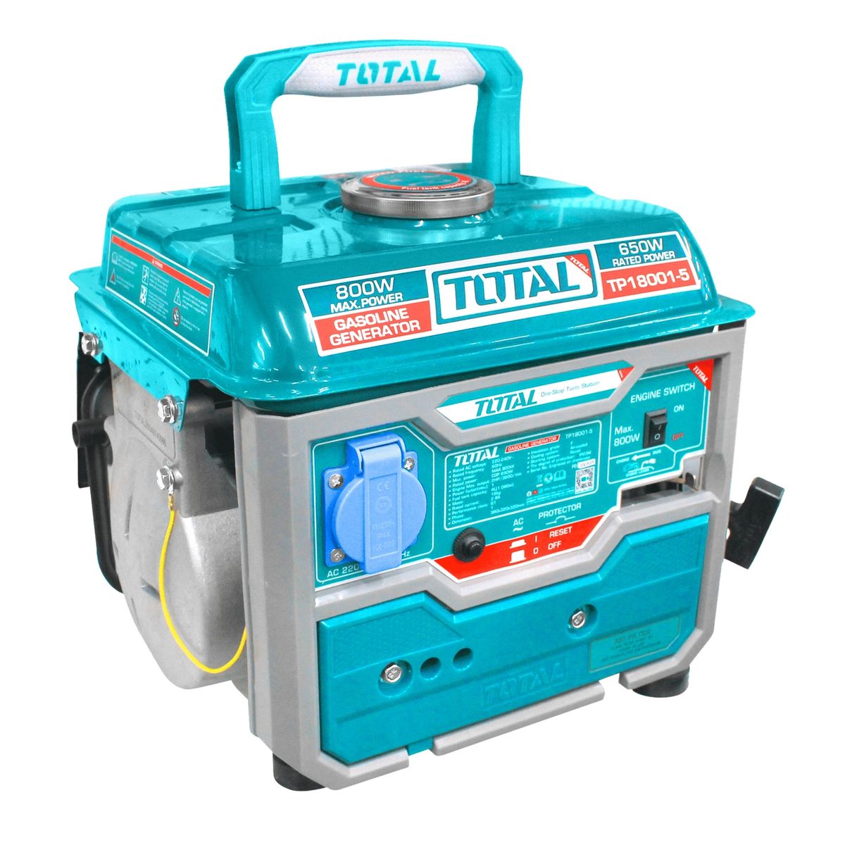 TOTAL - Generador eléctrico gasolinero 800W Generador de Luz TP18001-5 TOTAL