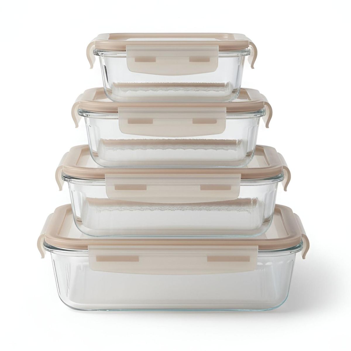 BELESSI - Set x4 Tapers Herméticos de Vidrio con Tapa