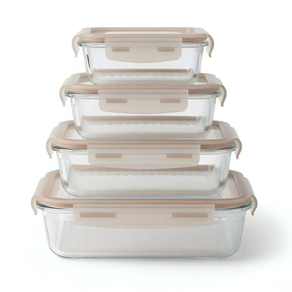 BELESSI - Set x4 Tapers Herméticos de Vidrio con Tapa