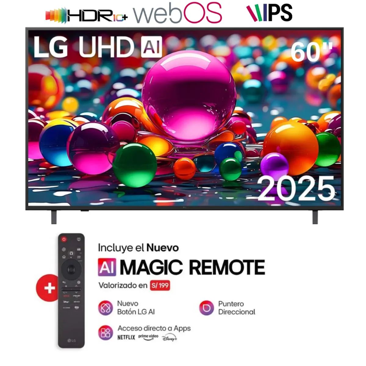 LG - Televisor LG 65 Smart WebOs 65UA8000PSB UHD 4K  AI Gen8