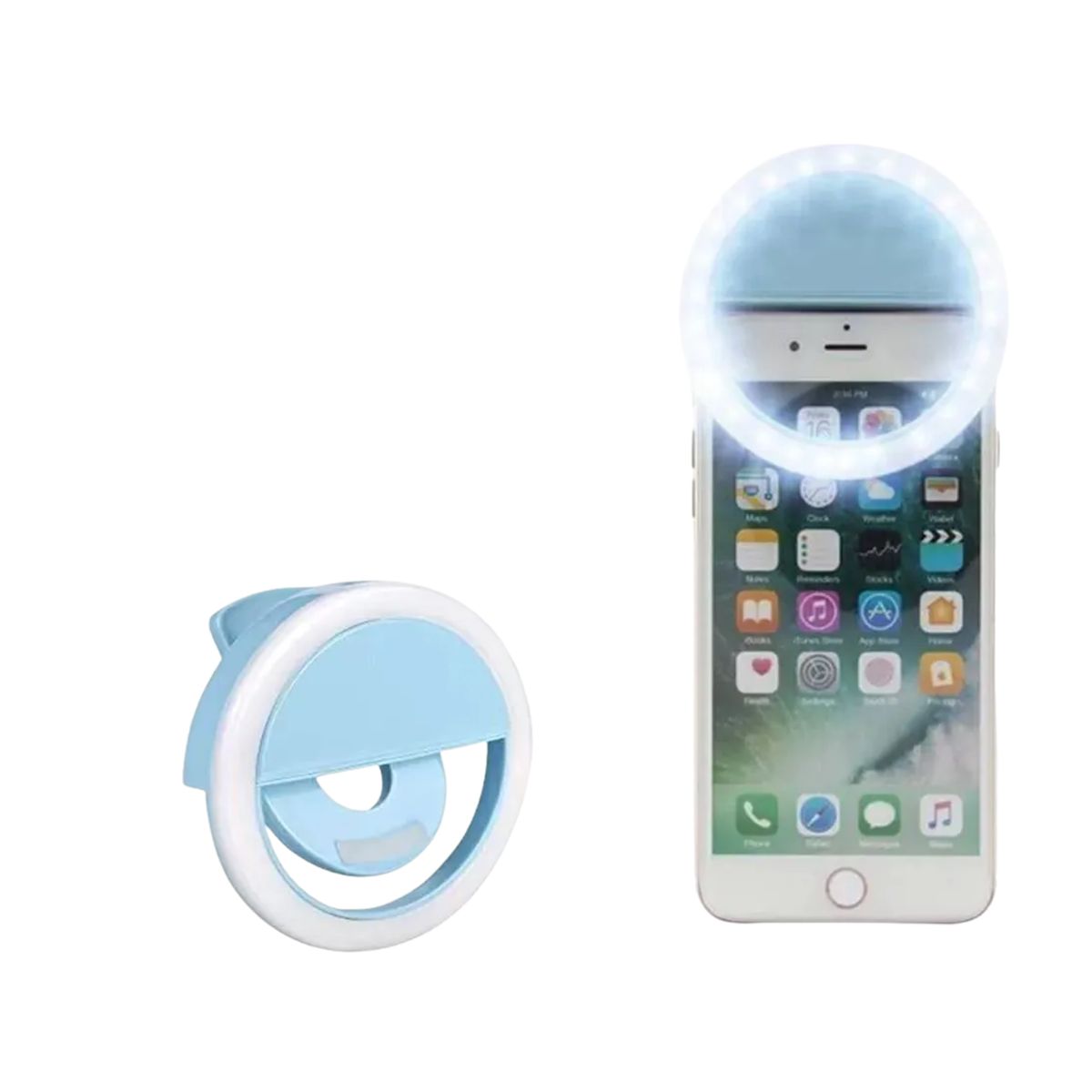 GENERICO - ARO DE LUZ LED PARA CELULAR CELESTE