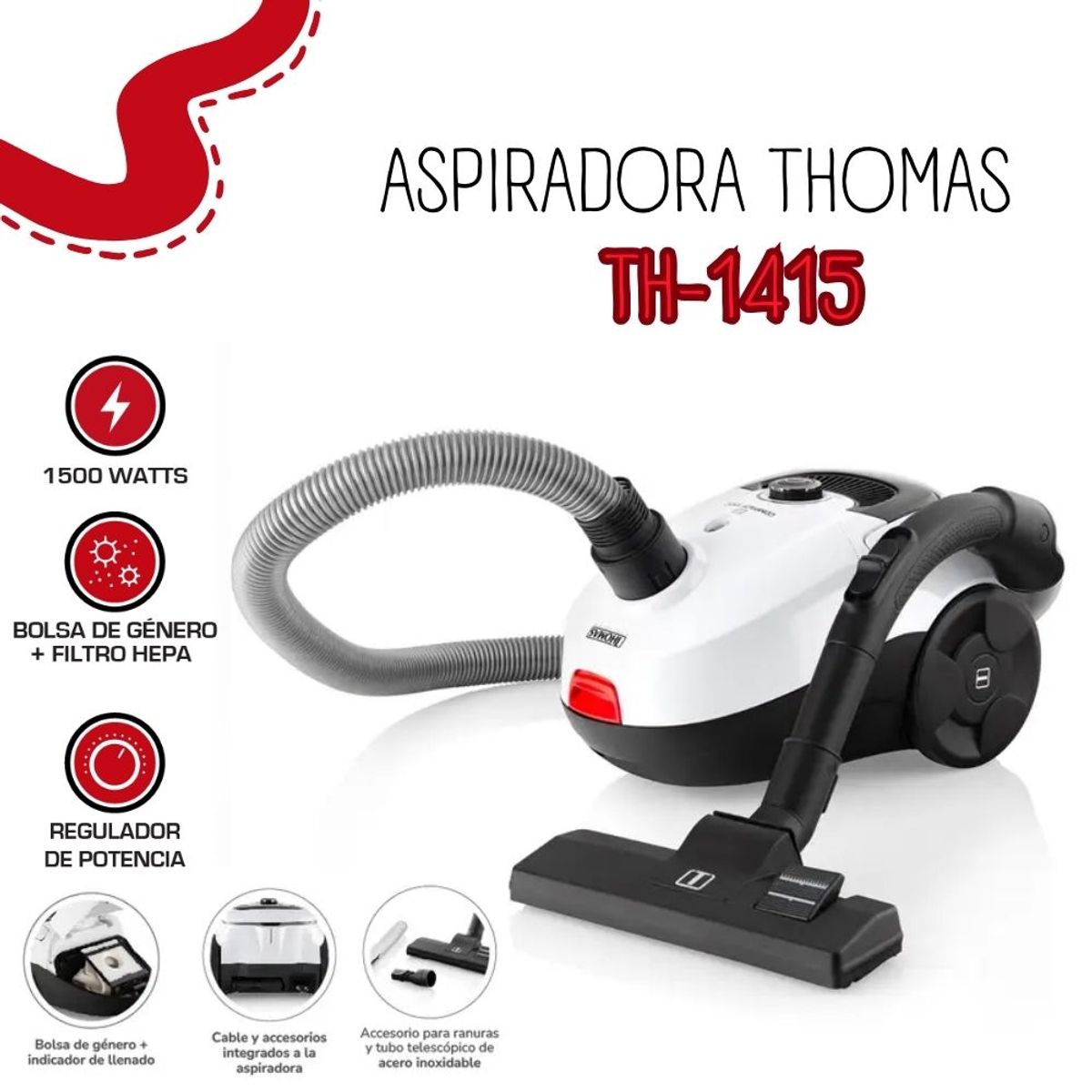 THOMAS - Aspiradora Thomas de 1500 watts TH-1415