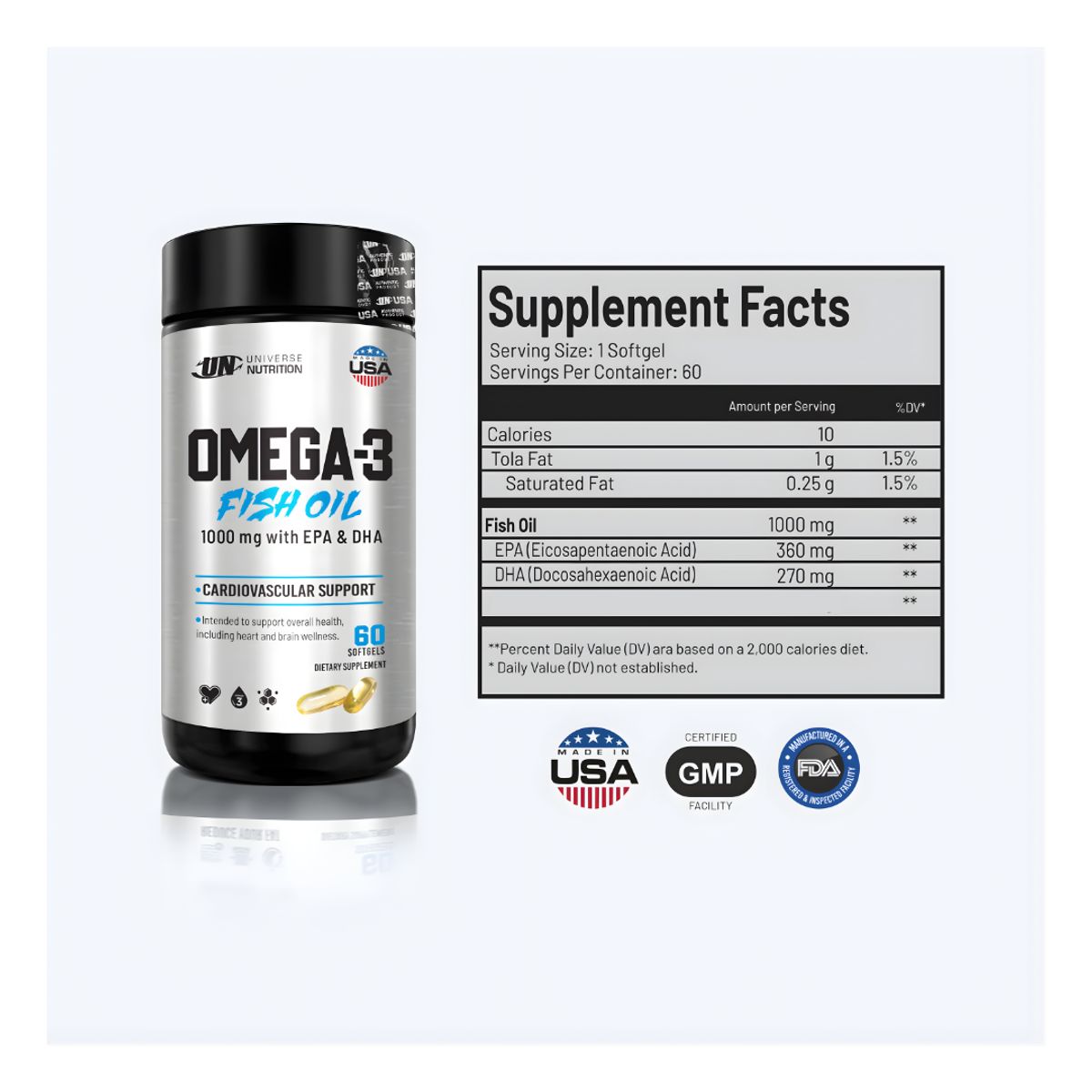 UNIVERSE NUTRITION - Omega 3 Universe Nutrition / Fish Oil 1000 mg - 60 cápsulas