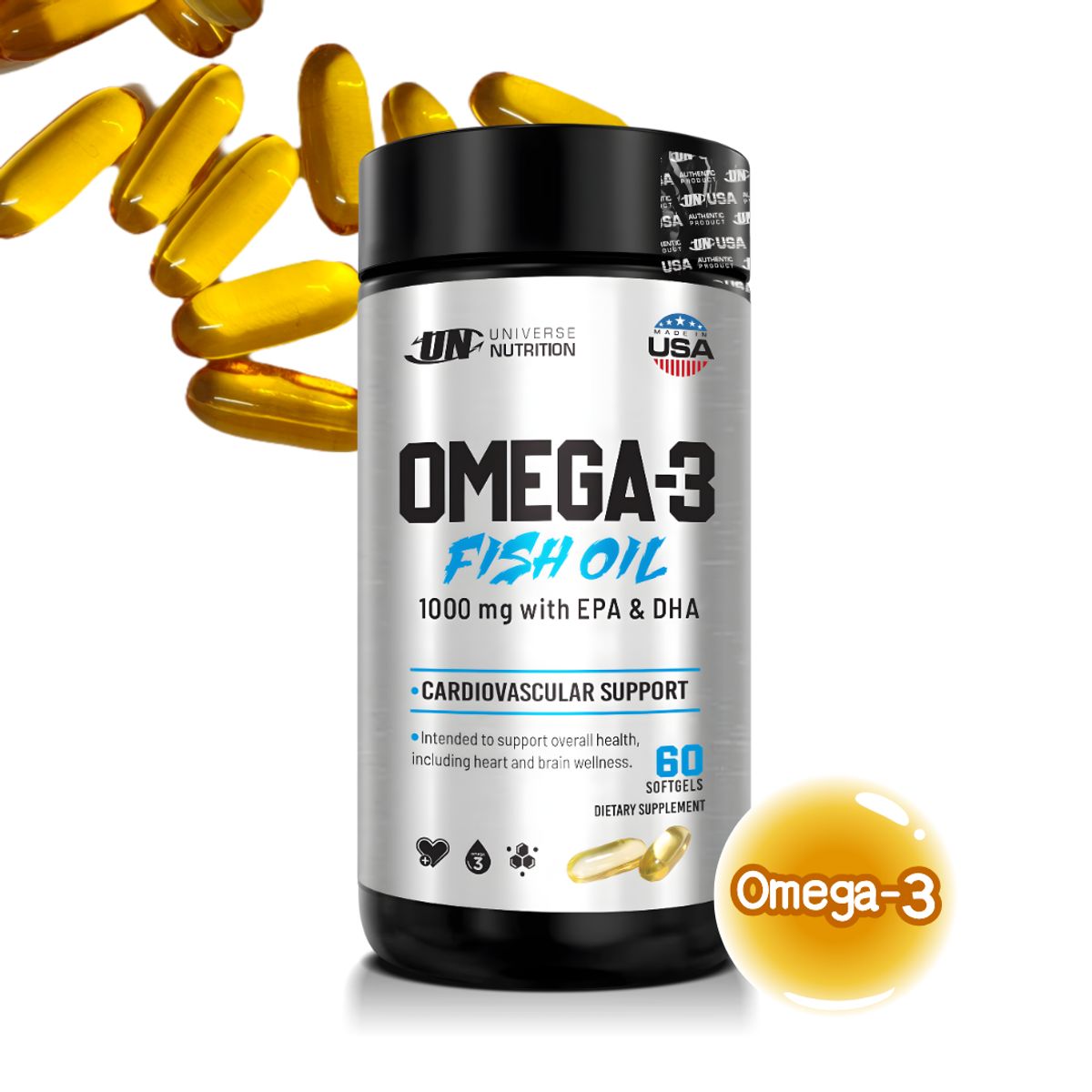 UNIVERSE NUTRITION - Omega 3 Universe Nutrition / Fish Oil 1000 mg - 60 cápsulas