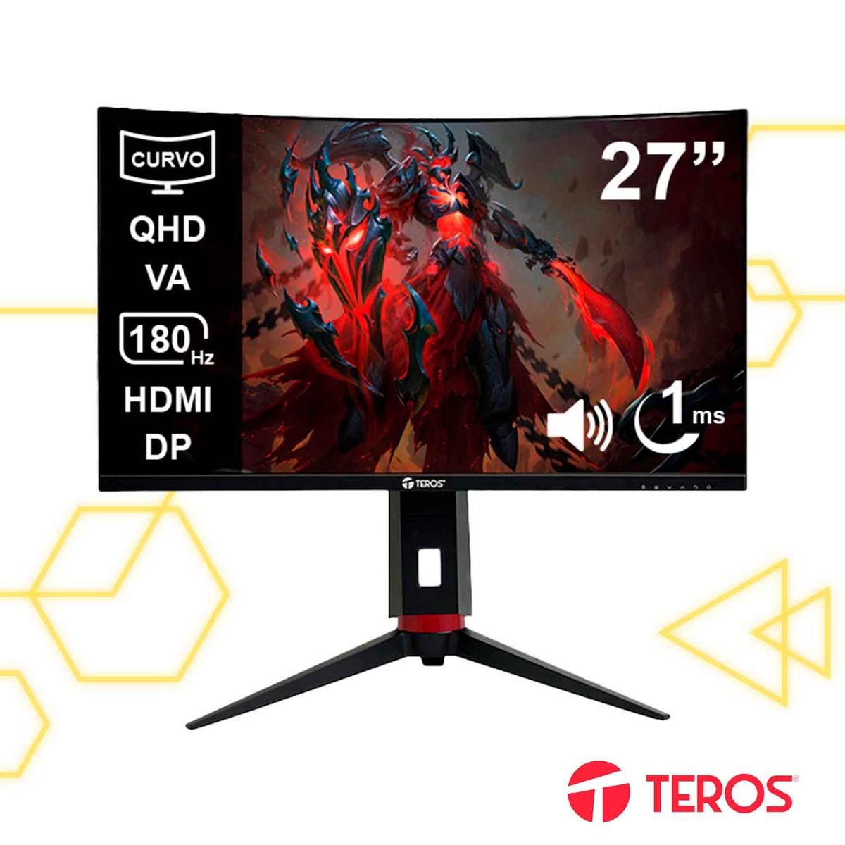 Teros - Monitor Curvo Gaming TE2767G 27 QHD 180Hz 1ms FreeSync Parlantes