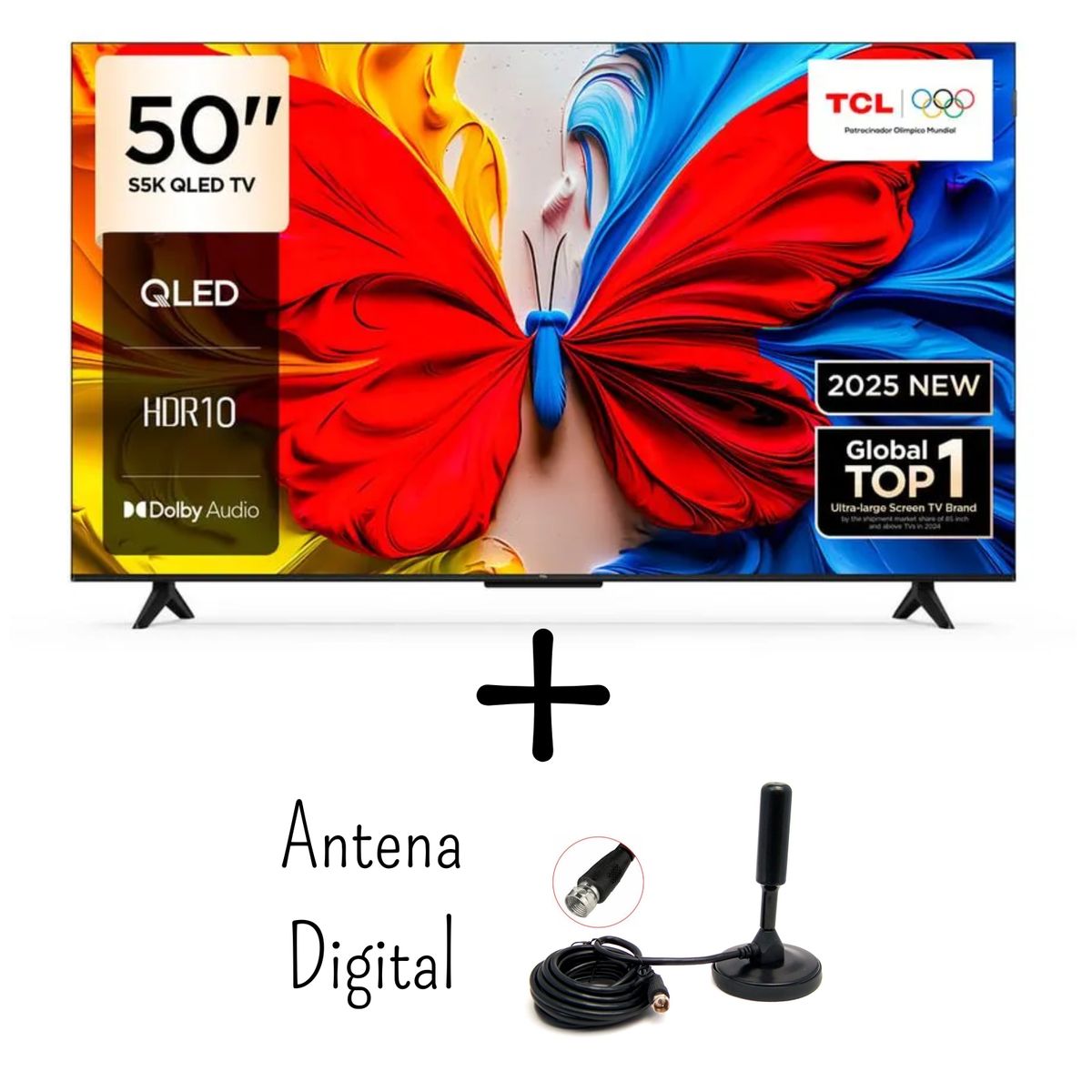 TCL - Televisor TCL 50 Pulgadas QLED FHD Google TV HDR10 50S5K + Antena Digital (Modelo 2025)
