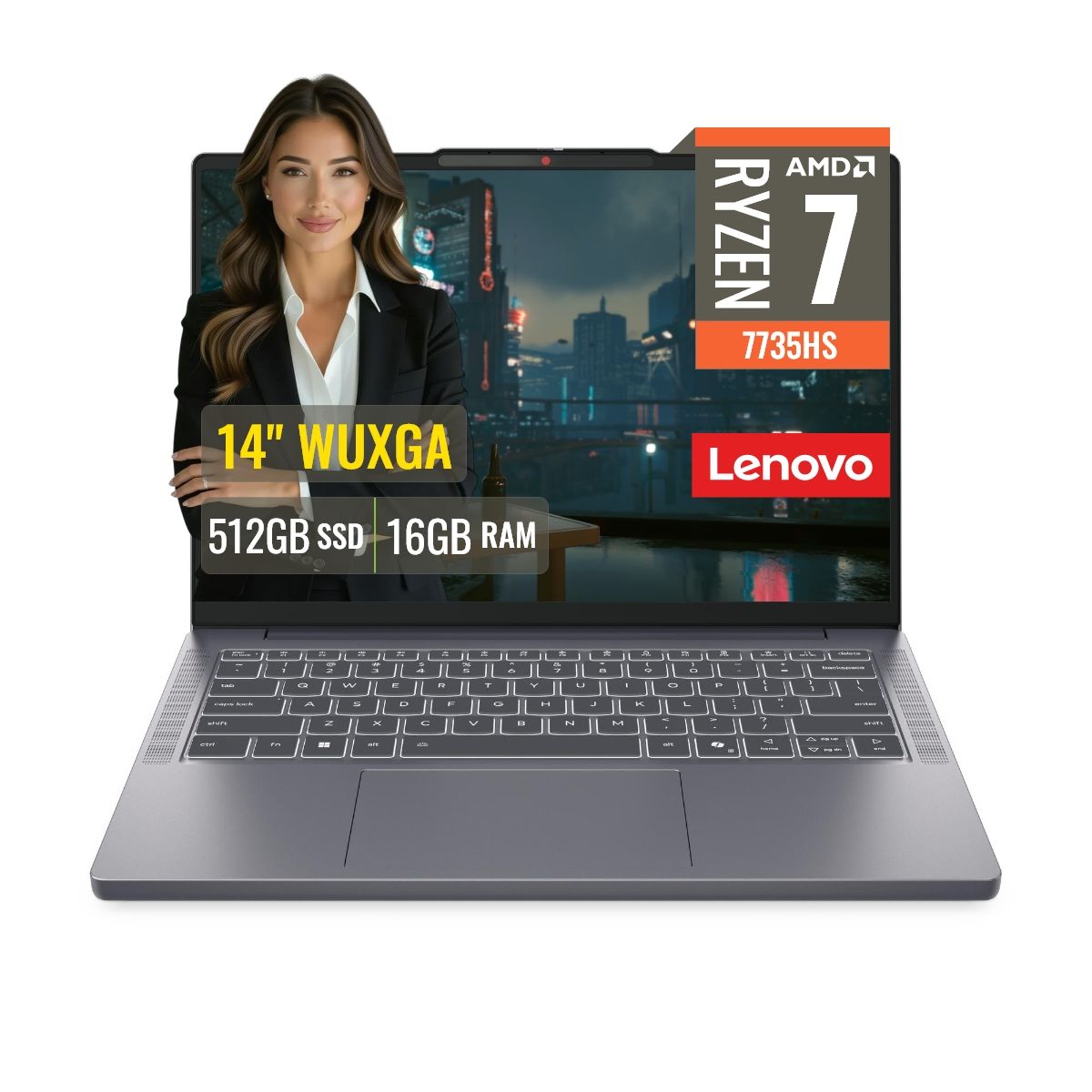 LENOVO - Laptop Lenovo Slim 3 14ARP10 AMD Ryzen 7 7735HS 16GB RAM 512GB SSD M2 14" WUXGA FreeDos