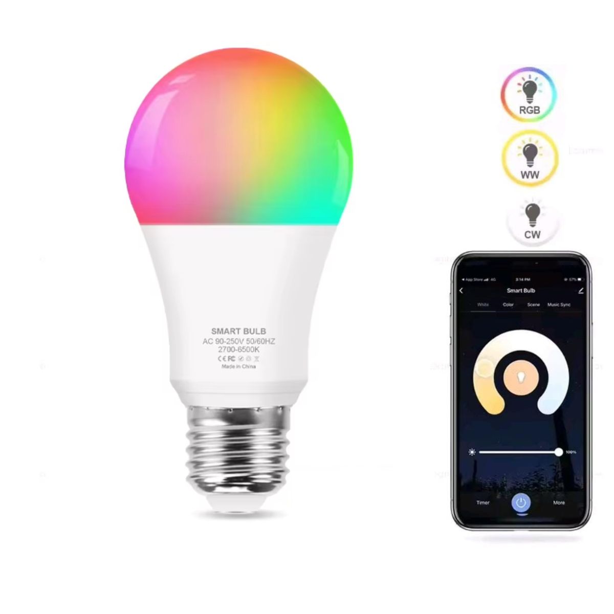 GENERICO - Foco LED inteligente Wifi - Multicolor