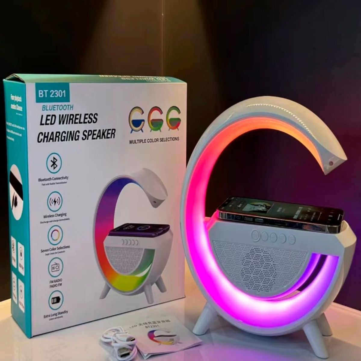 GENERICO - PARLANTE G - LAMPARA LED CON BLUETOOTH RADIO Y CARGADOR