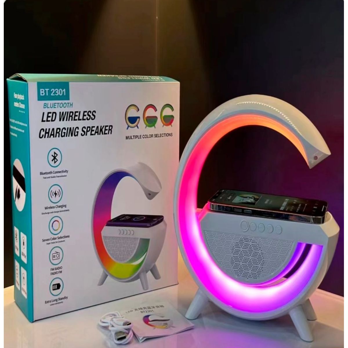 GENERICO - PARLANTE G - LAMPARA LED CON BLUETOOTH RADIO Y CARGADOR