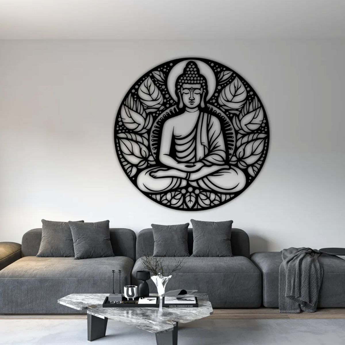 GENERICO - CUADRO DECORATIVO BUDA MDF NEGRO