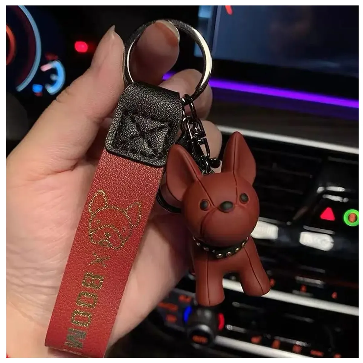 Llavero Diseño Exclusivo De Perro Bull Dog Francés Color Marrón, marca JET - Foto 2
