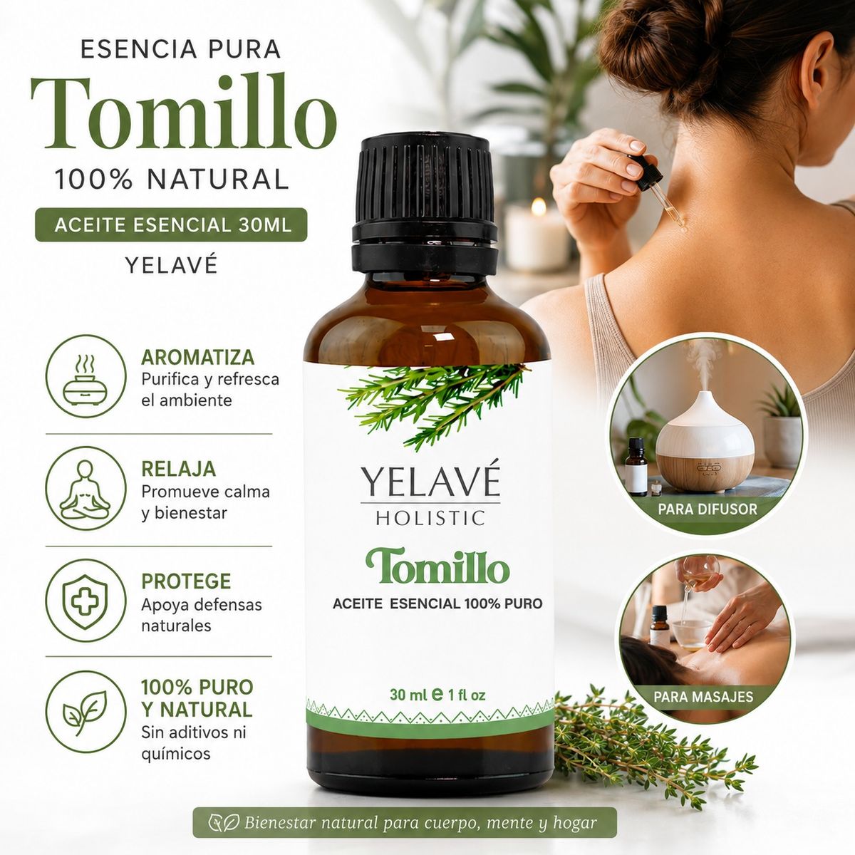 GENERICO - ACEITE ESENCIAL TOMILLO 30ML YELAVÉ