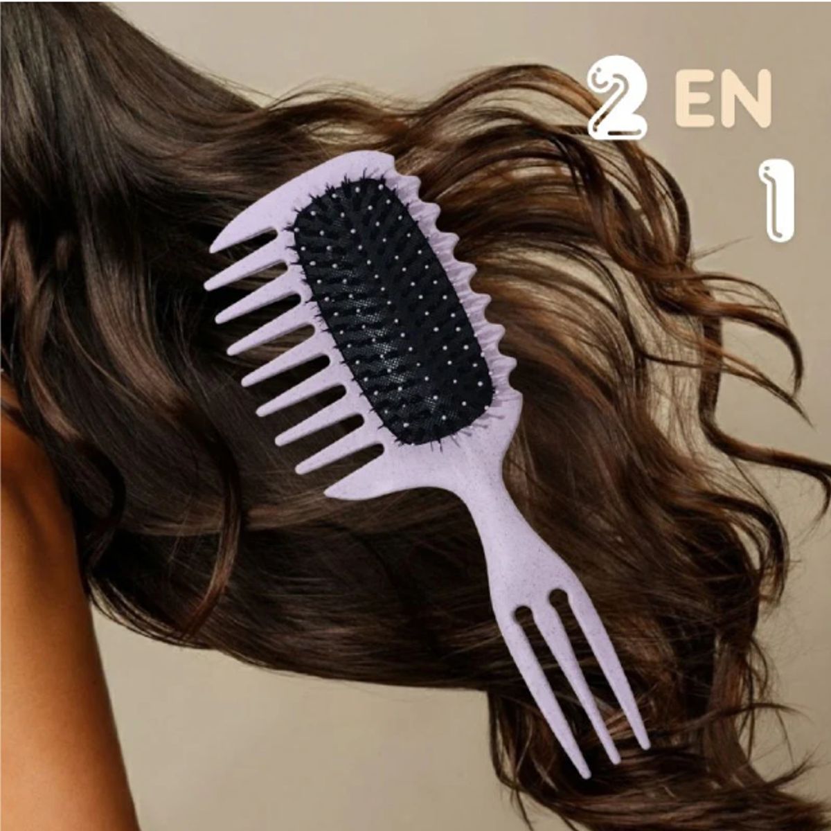 GENERICO - CEPILLO FLEXIBLE DESENREDANTE PARA CABELLO RIZADO LILA