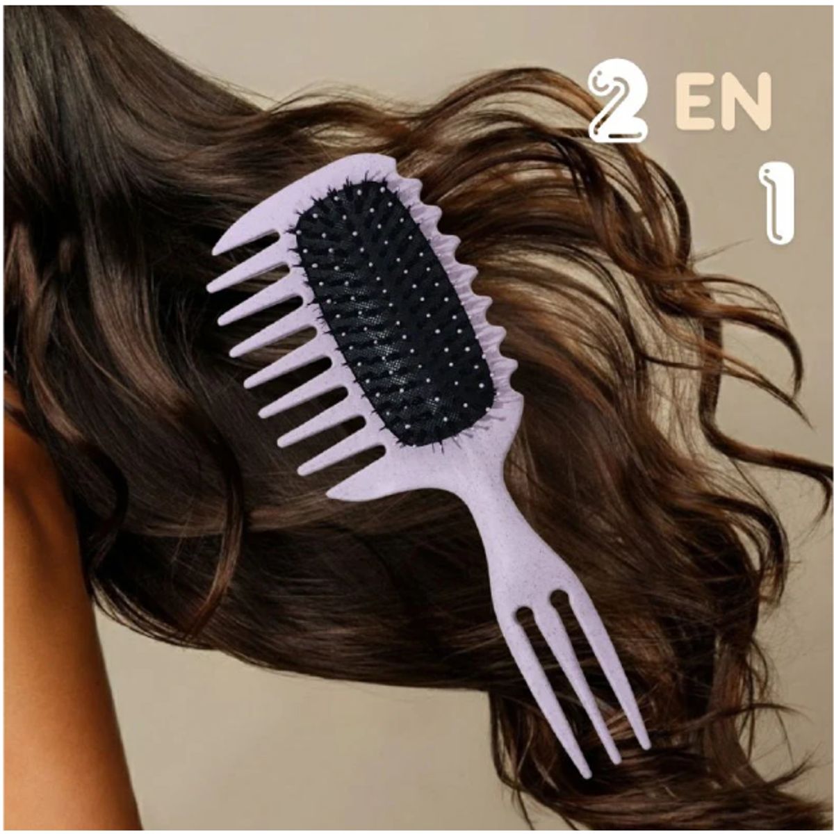 GENERICO - CEPILLO FLEXIBLE DESENREDANTE PARA CABELLO RIZADO LILA