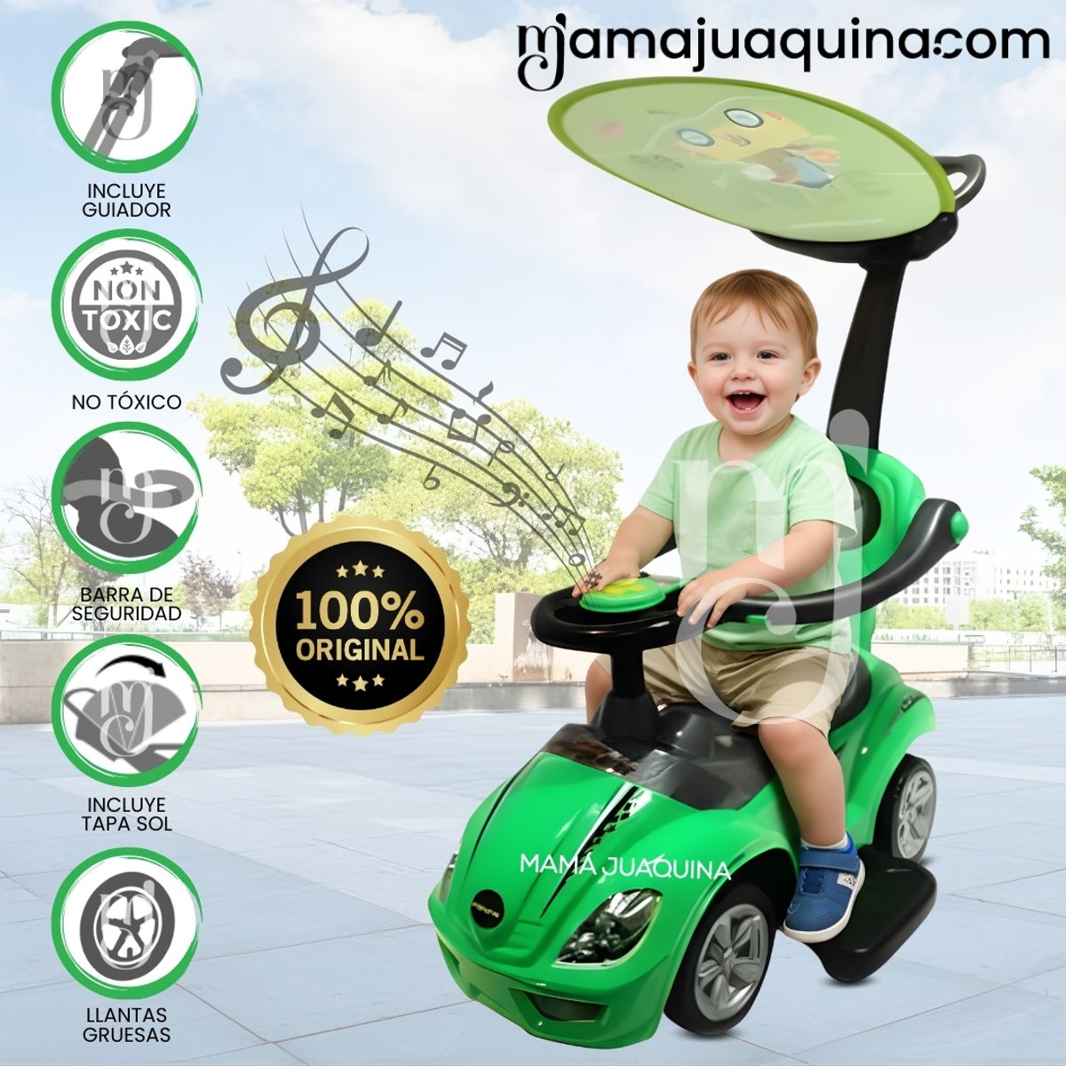 Correpasillo Empujador Buggy «MEGACAR» para Niños Green, marca Baby - Foto Principal