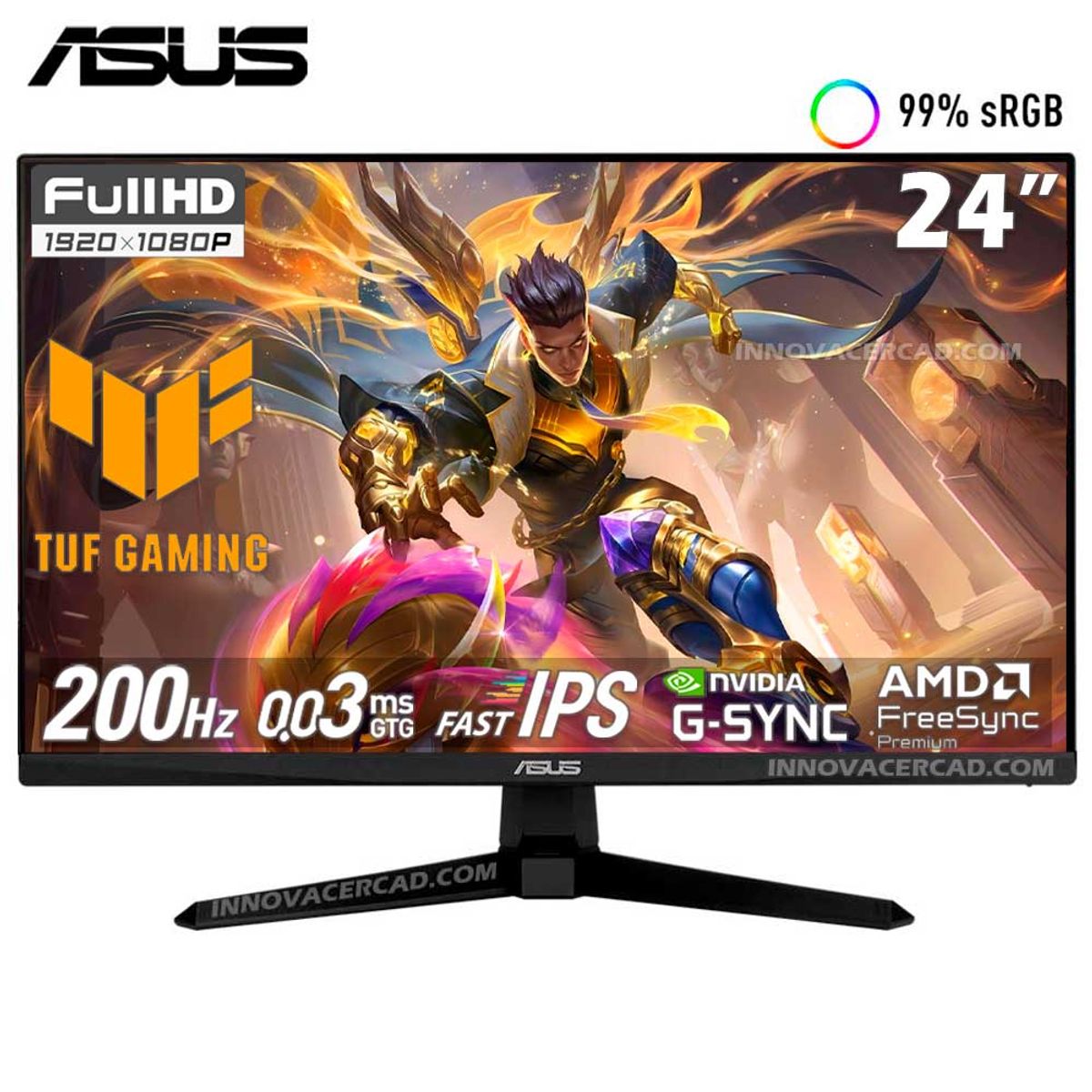 ASUS - Monitor Asus TUF Gaming VG249Q5A, 24" Full HD, 1920 X 1080 Fast IPS, 200Hz, 0.3ms, G-SYNC